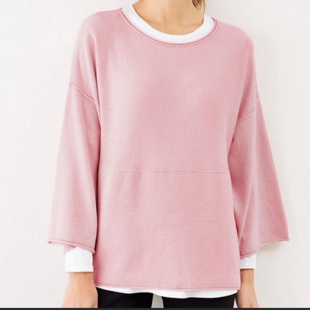 J Jill Pure Sweater Heather Pink Small Kimono Cotton Cashmere Minimalist Coastal